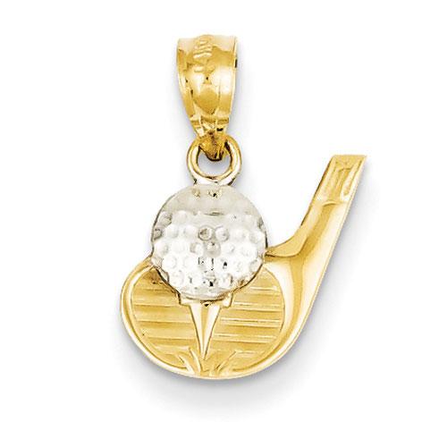 Gold Classics(tm) 14kt. & Rhodium Golf Club & Ball Pendant