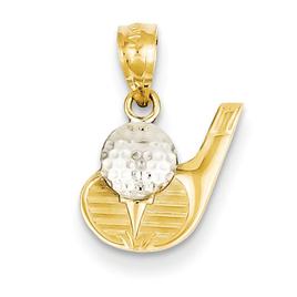 Gold Classics(tm) 14kt. & Rhodium Golf Club & Ball Pendant