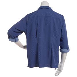 Plus Size Notations 3/4 Sleeve Silky Dot Button Down Blouse