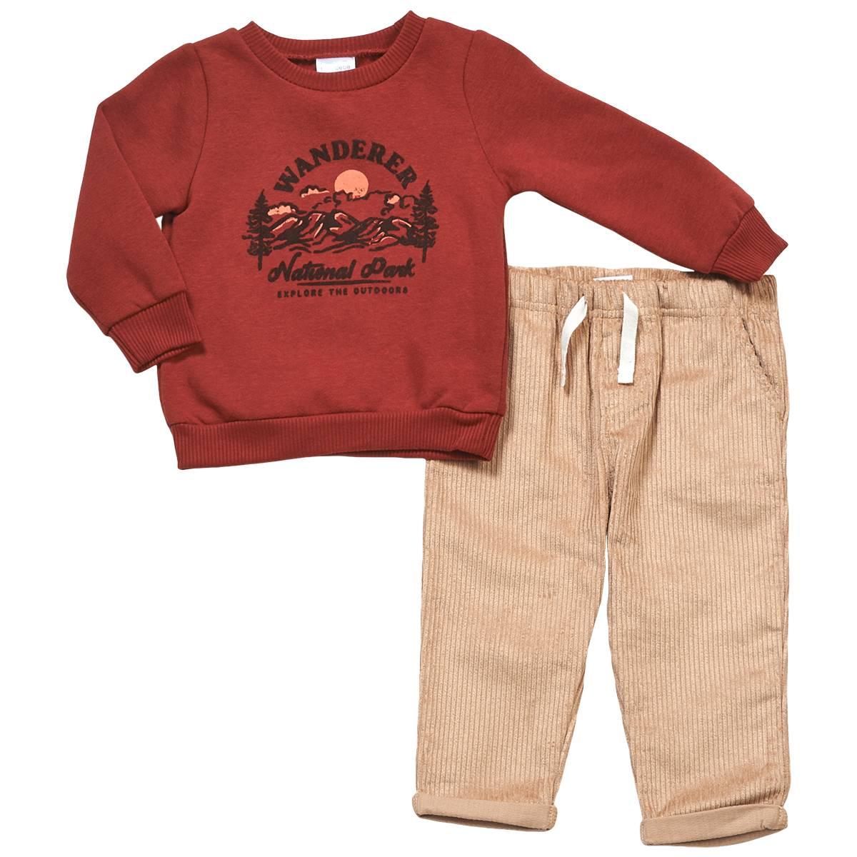 Baby Boy (12-24M) bon bebe(R) Wanderer Top & Cord Pants Set