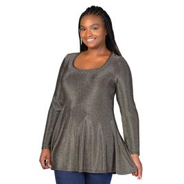 Plus Size 24/7 Comfort Apparel Long Sleeve Shimmery Tunic Top