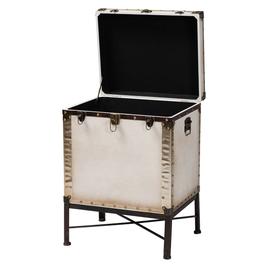 Baxton Studio Laura Vintage White Canvas Lift-Top End Table