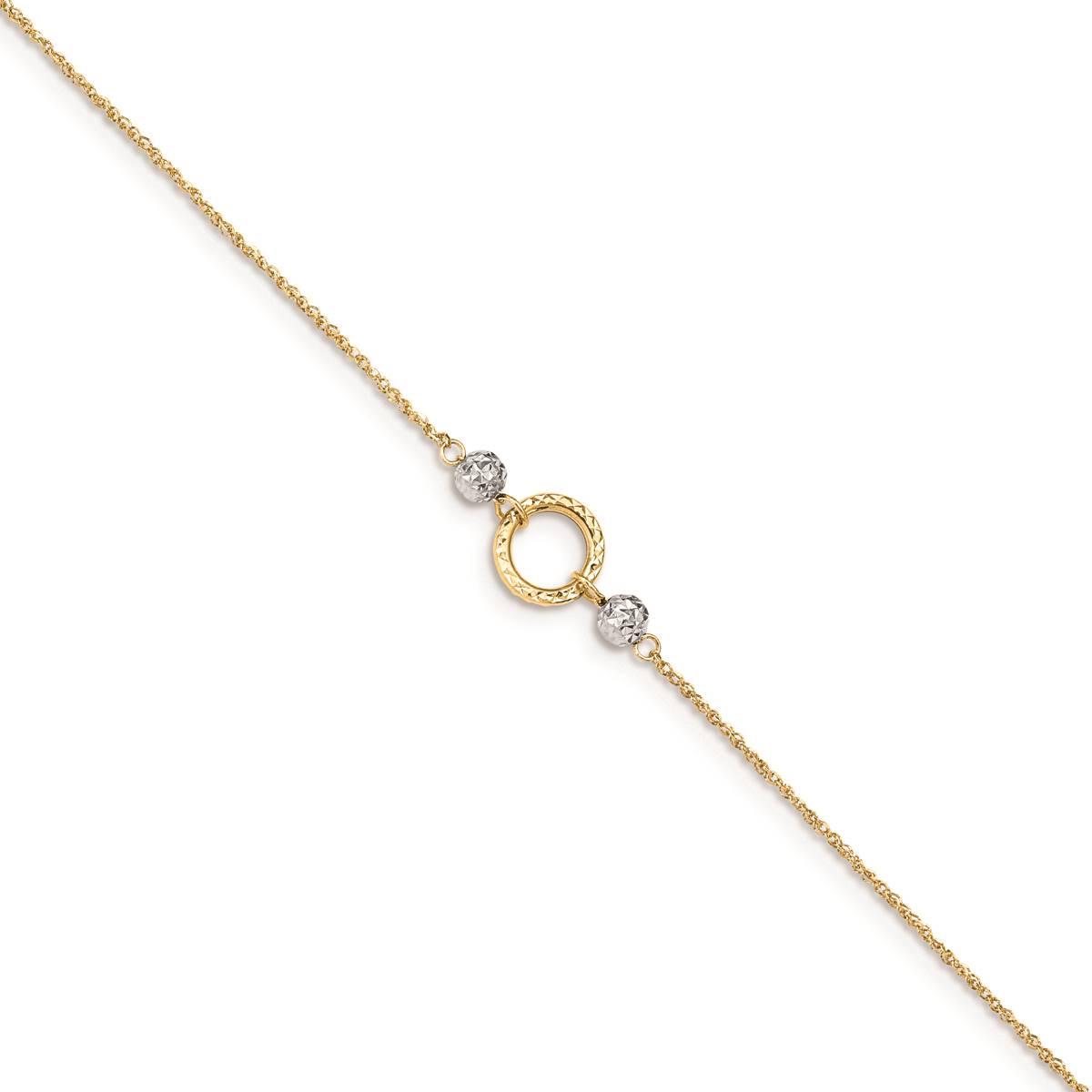 Gold Classics(tm) 14kt. Gold Two-Tone Circle & Bead 9in. Anklet