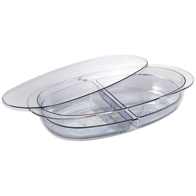 Gourmet Kitchen 2-Section Oval Store & Serve with Lid