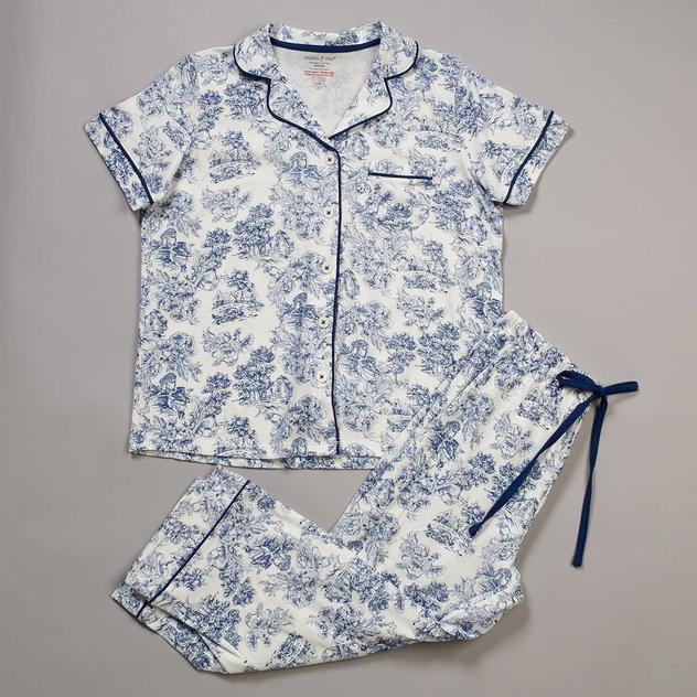 Womens Poppy & Clay Scenic Floral Capri Pajama Set