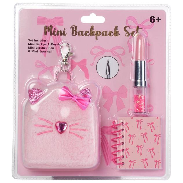 Girls Votum 3pc. Pink Bows Mini Cat Backpack Stationery Set