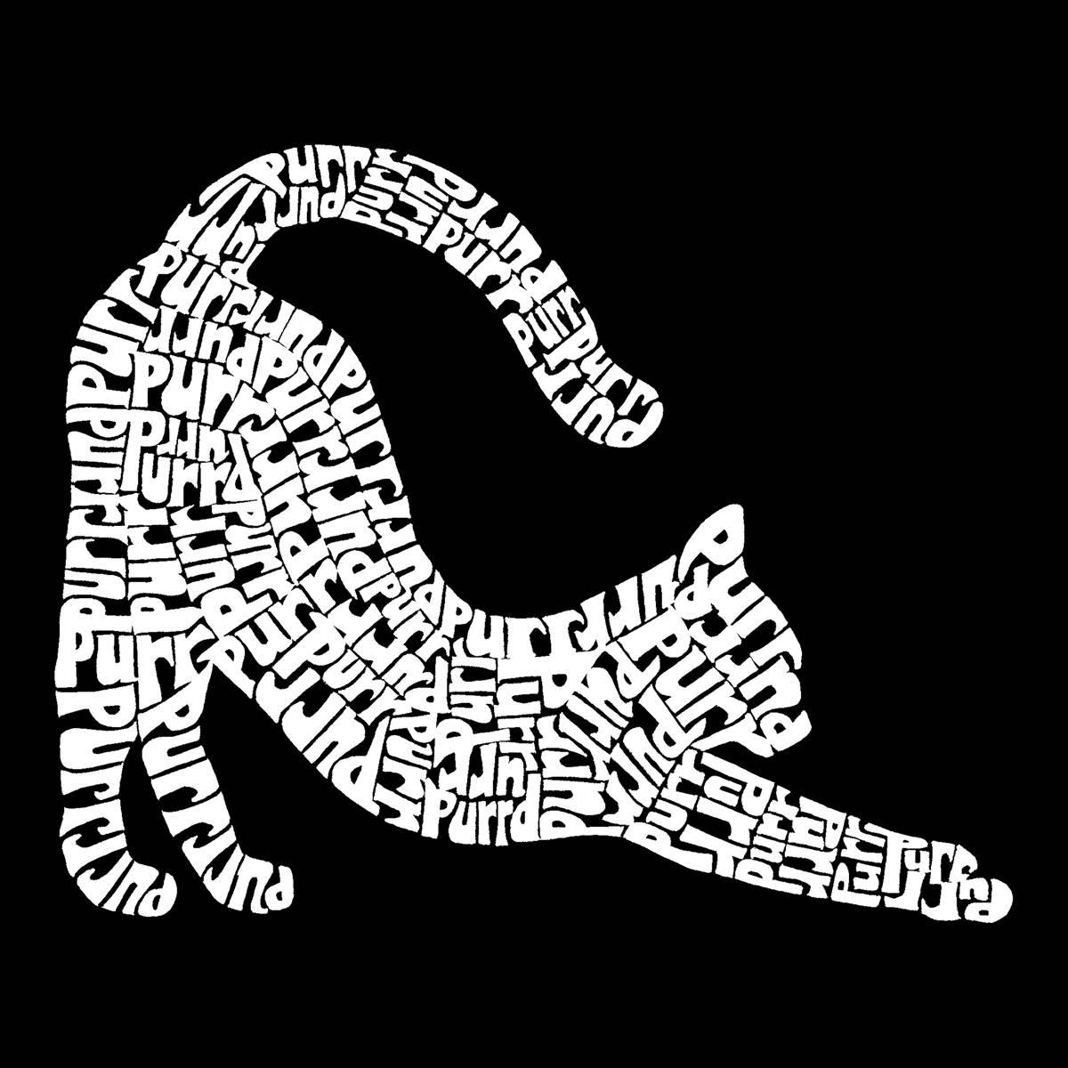 Plus Size LA Pop Art Stretching Cat Word Art Hoodie
