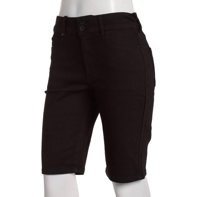 Womens Tahari Double Button Denim Bermuda Shorts