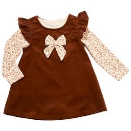 Baby Girl (12-18M) René Rofé® Bow & Leopard Corduroy Jumper Dress