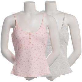 Juniors Pink Rose 2pk. Thermal Henley Tank Tops - Pink