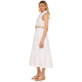 Womens Kathy Ireland Sleeveless Linen Like Ruffle Hem Shirtdress