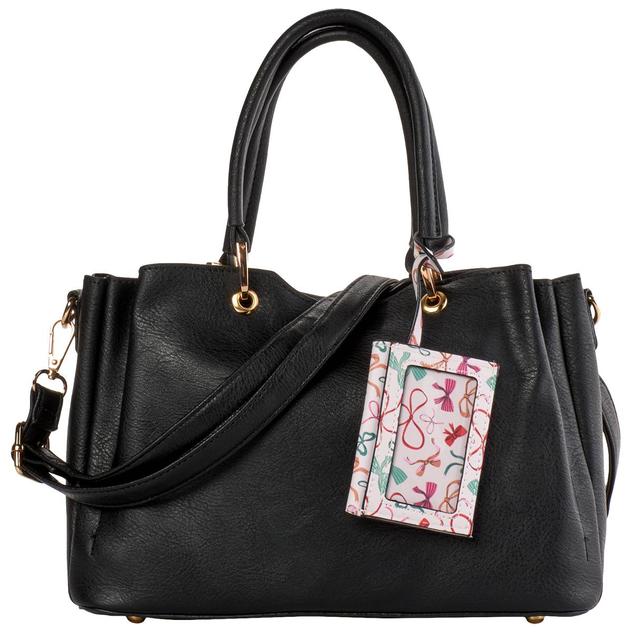 DS Fashion Triple Compartment Satchel With Bow Card Case
