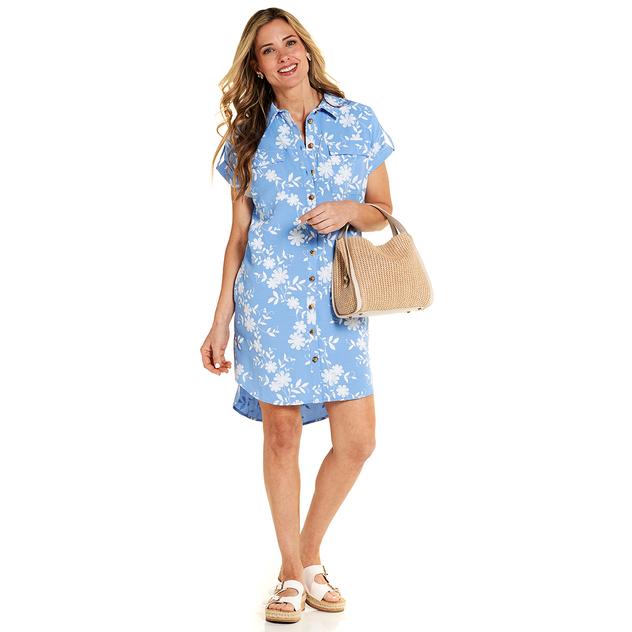 Petite Cocomo Short Sleeve Floral Airflow Shirtdress