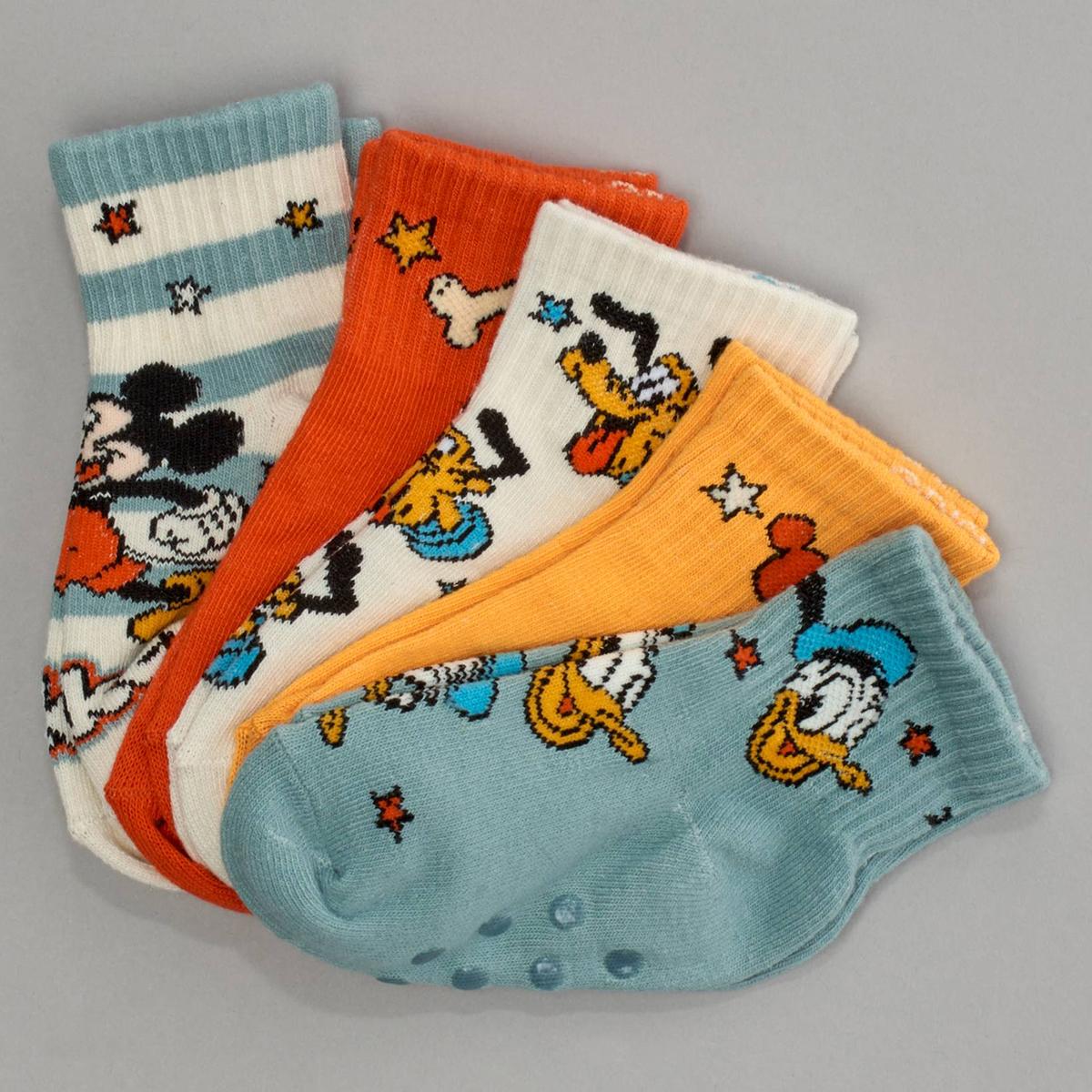 Toddler Boy Disney 5pr. Mickey & Friends Mid Crew Gripper Socks