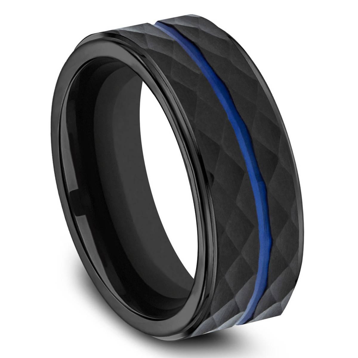 Mens Endless Affection™ 8mm Black Cobalt Faceted Band