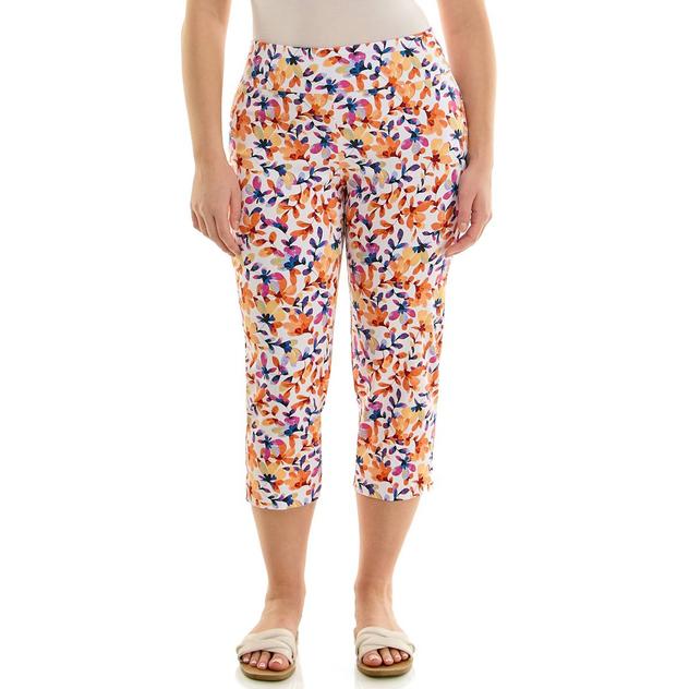 Womens Zac & Rachel Pull On Watercolor Floral Millennium Capris