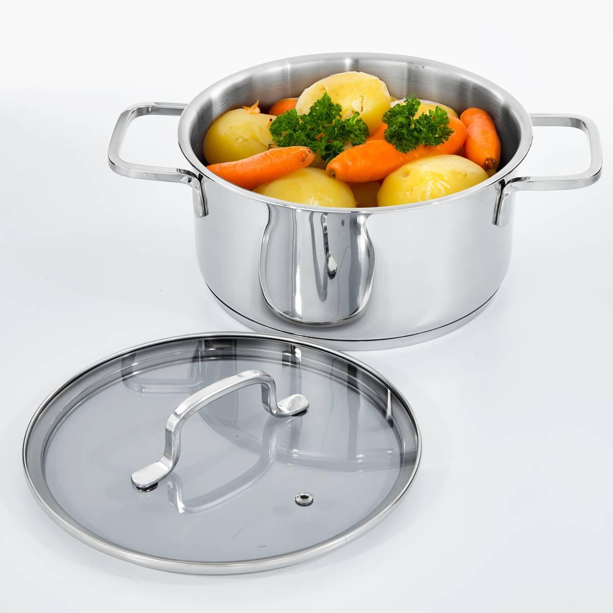 BergHOFF Helix Stainless Steel 8in. Stockpot w/ Glass Lid