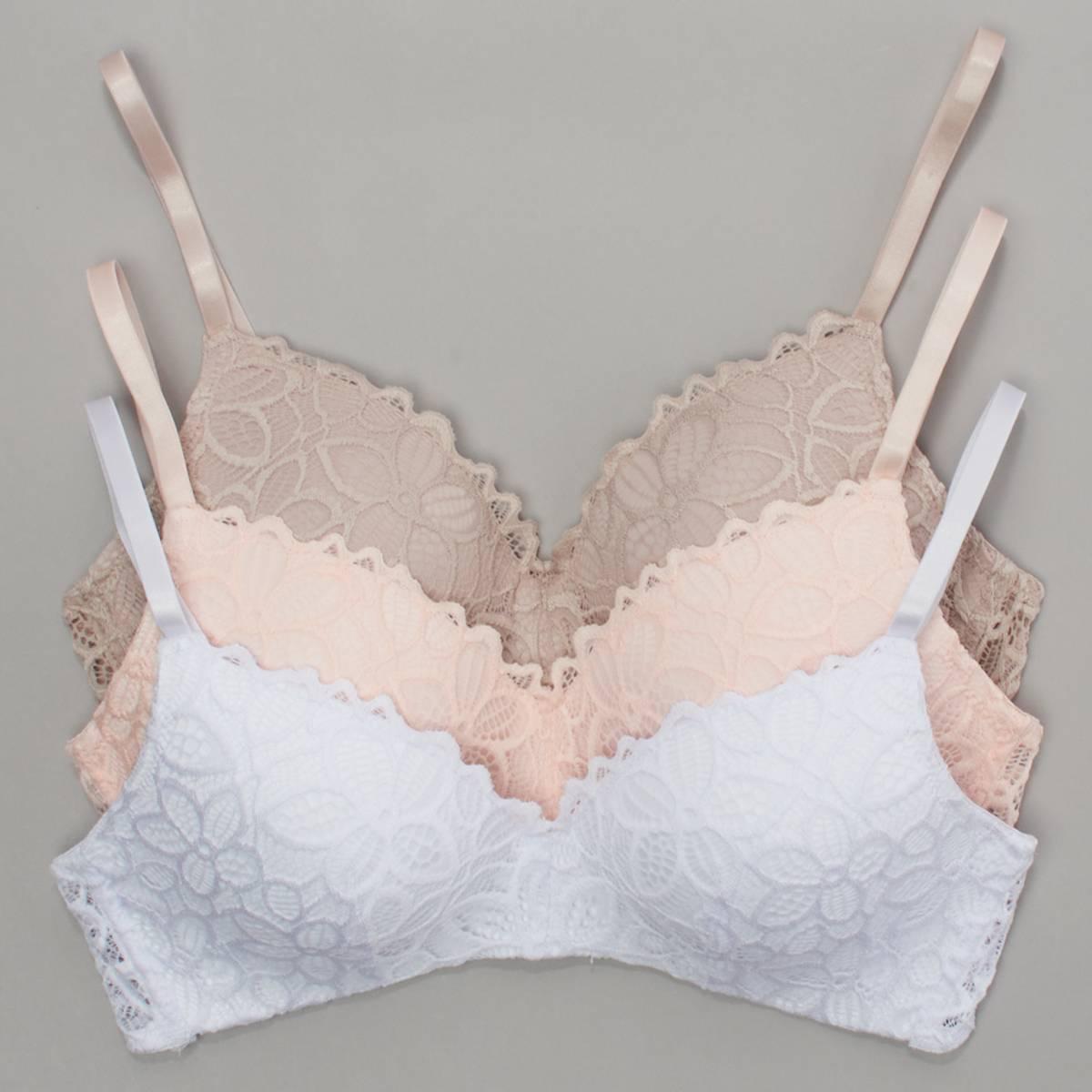 Womens René Rofé® 3pk. Lacey Wire-Free Bras - B28440H3-WPBC