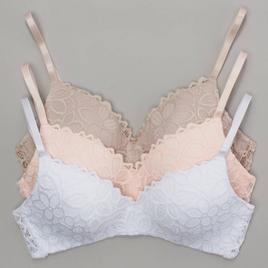 Womens René Rofé® 3pk. Lacey Wire-Free Bras - B28440H3-WPBC