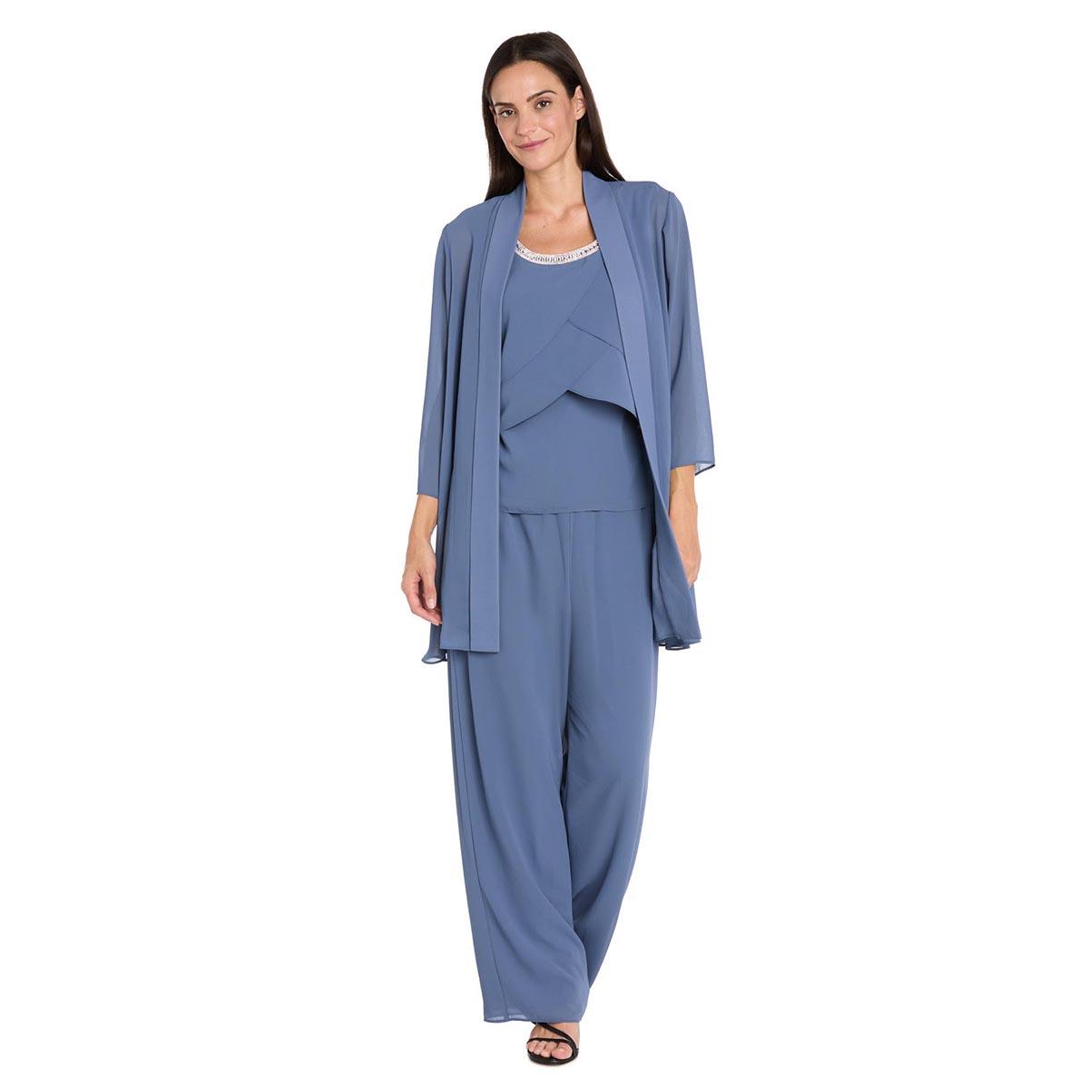 Womens R&M Richards 3pc. Chiffon Tier Pant Set