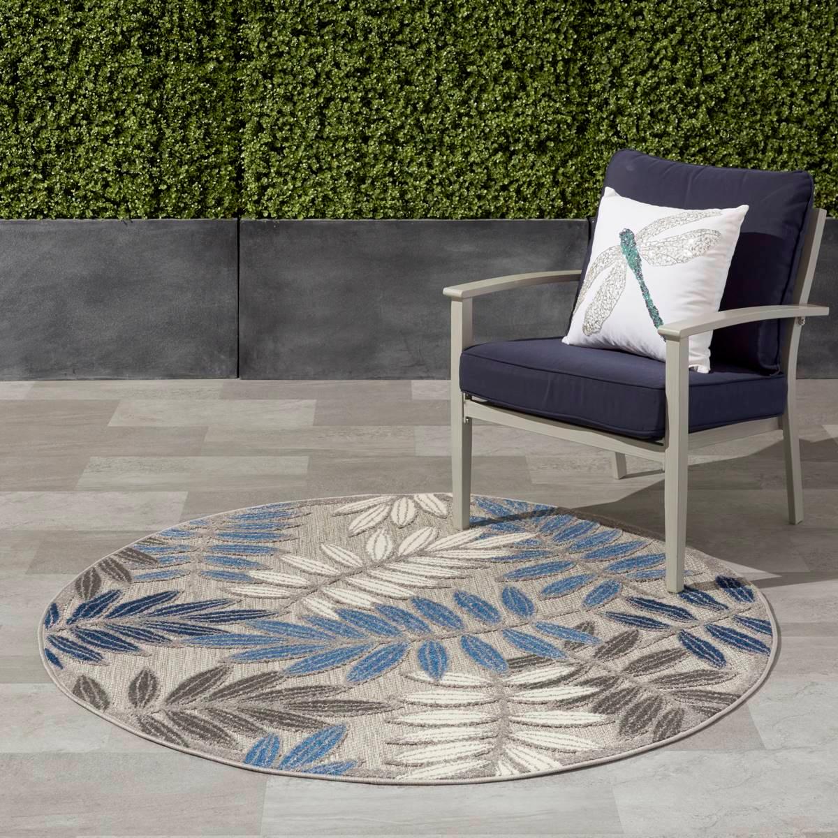 Nourison Aloha Leaf Print Round Rug