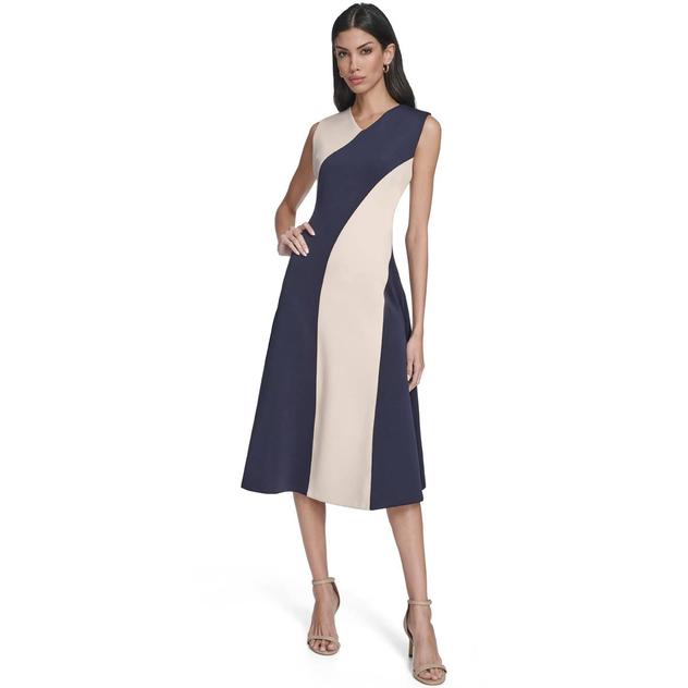 Womens Calvin Klein Sleeveless Color Block Fit & Flare Dress