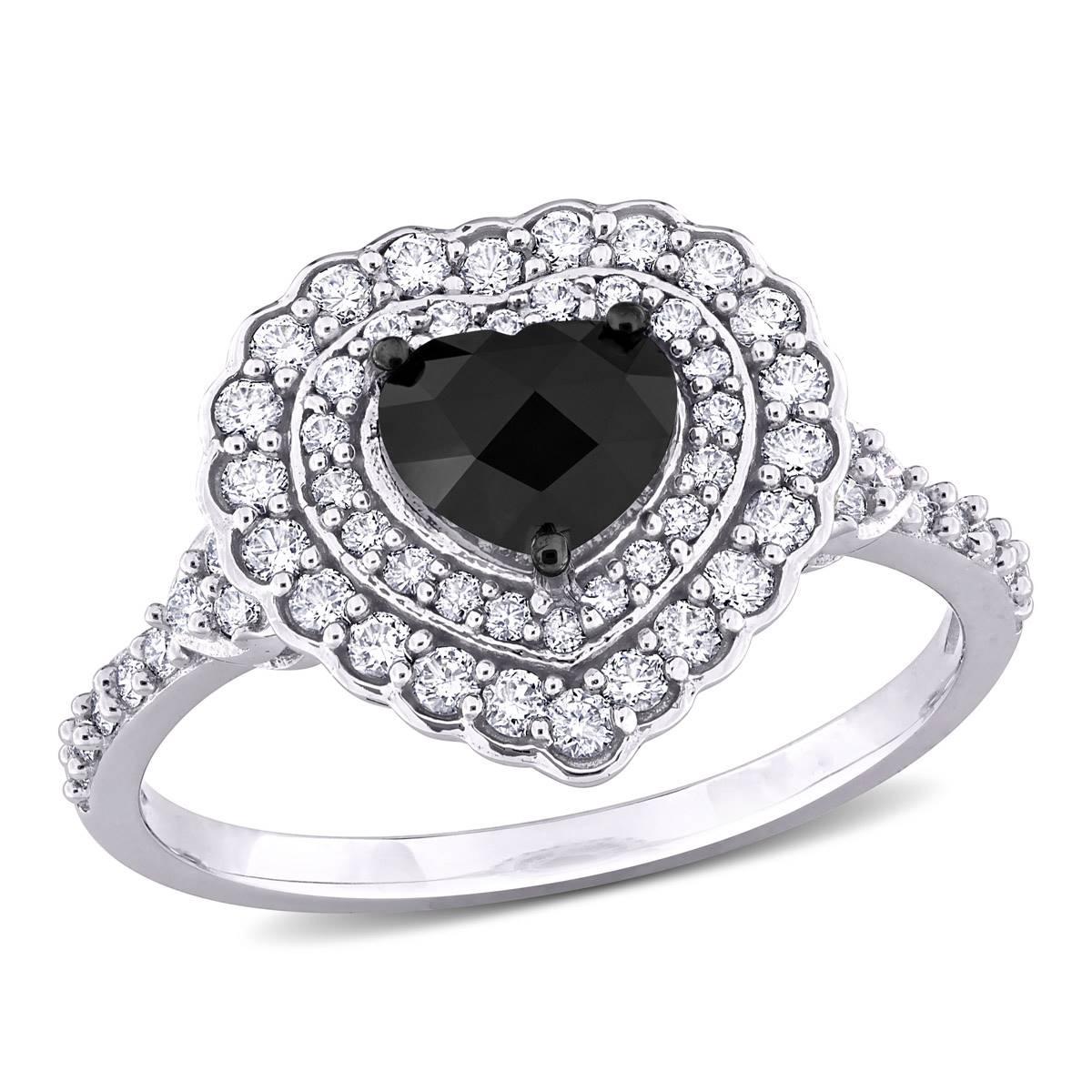 Sophia B 1 1/4ctw. Black & White Heart-Rose Cut Diamond Ring