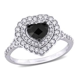 Sophia B 1 1/4ctw. Black & White Heart-Rose Cut Diamond Ring