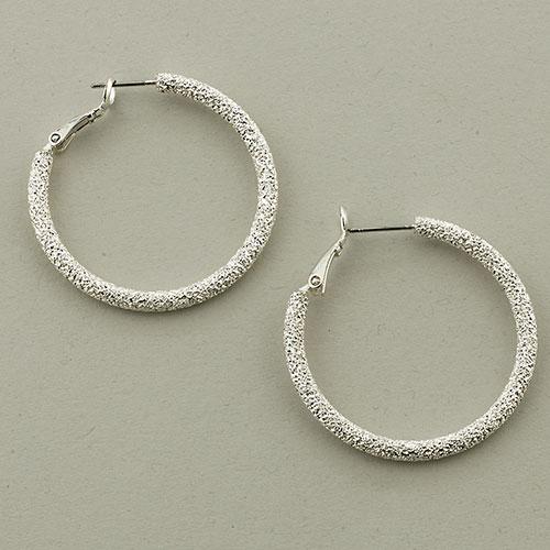 Freedom Nickel Free Clutchless Silver Hoop Earring