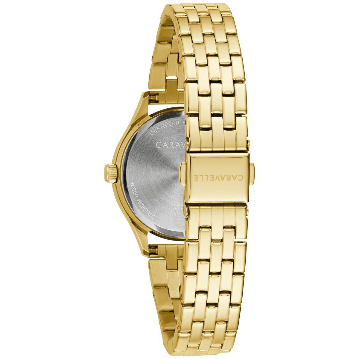 Women Carvavelle by Bulova Crystal Gold-Tone Watch Box Set-44X101