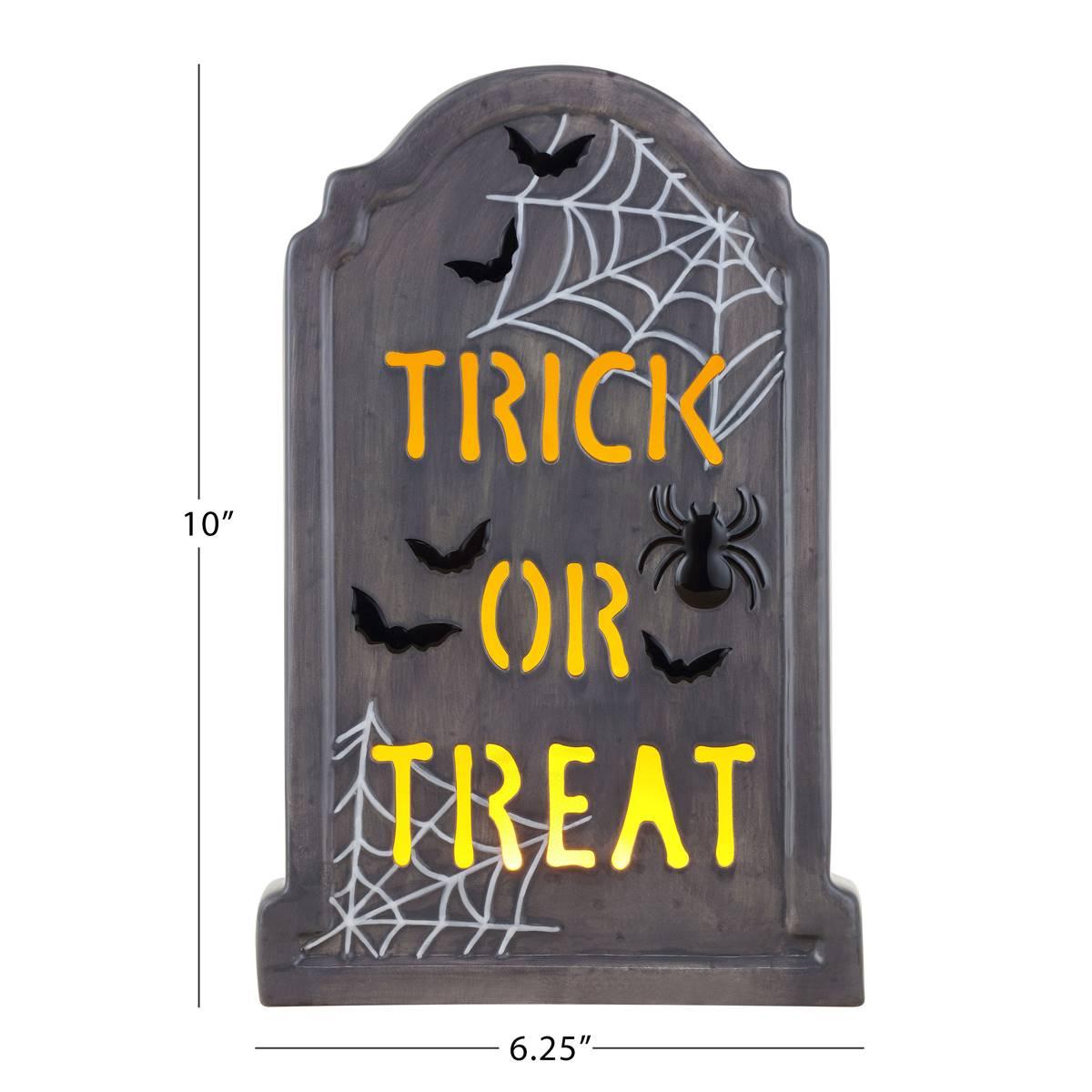 Mr. Halloween Ceramic LED Tombstone - Trick or Treat