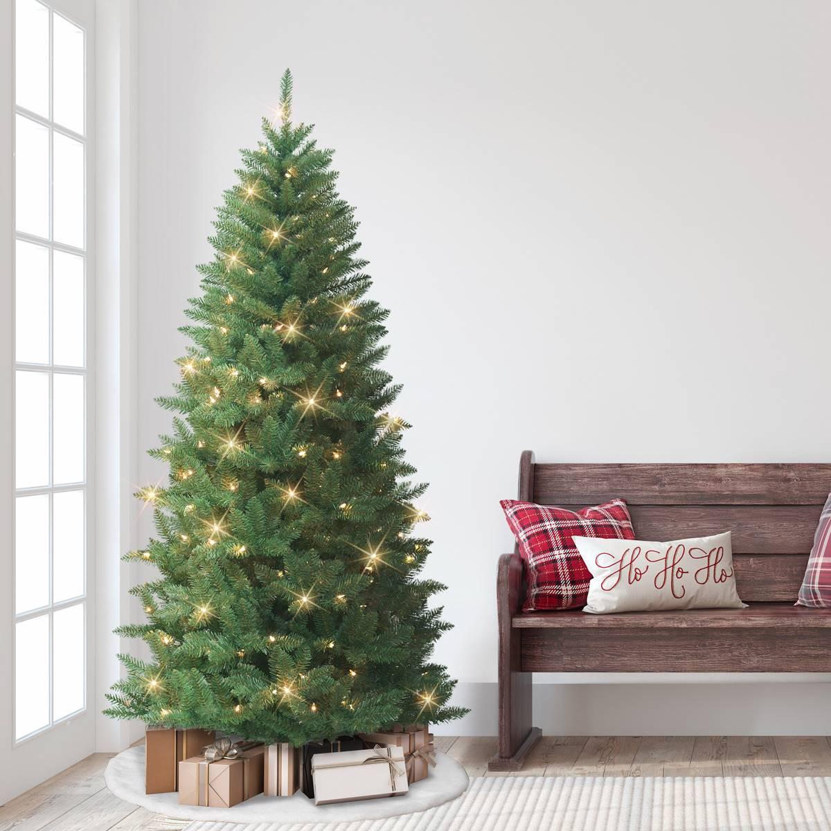 Puleo International 7ft. Pre-Lit Artificial Christmas Pine Tree
