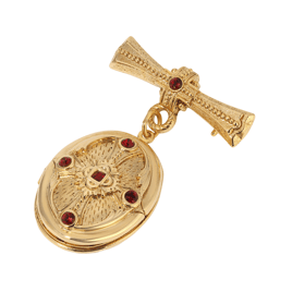 Symbols of Faith Gold Tone Cross Locket Pin