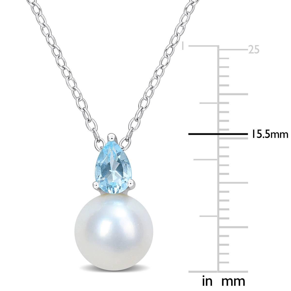 Gemstone Classics™ Freshwater Pearl & Blue Topaz Pendant