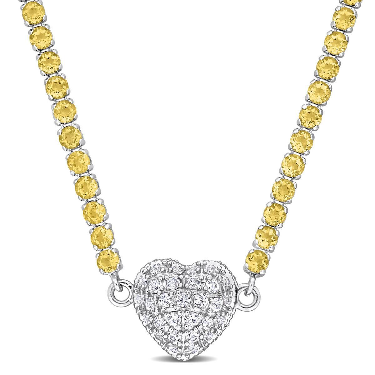 Sophia B Citrine & Created White Sapphire Collar Necklace