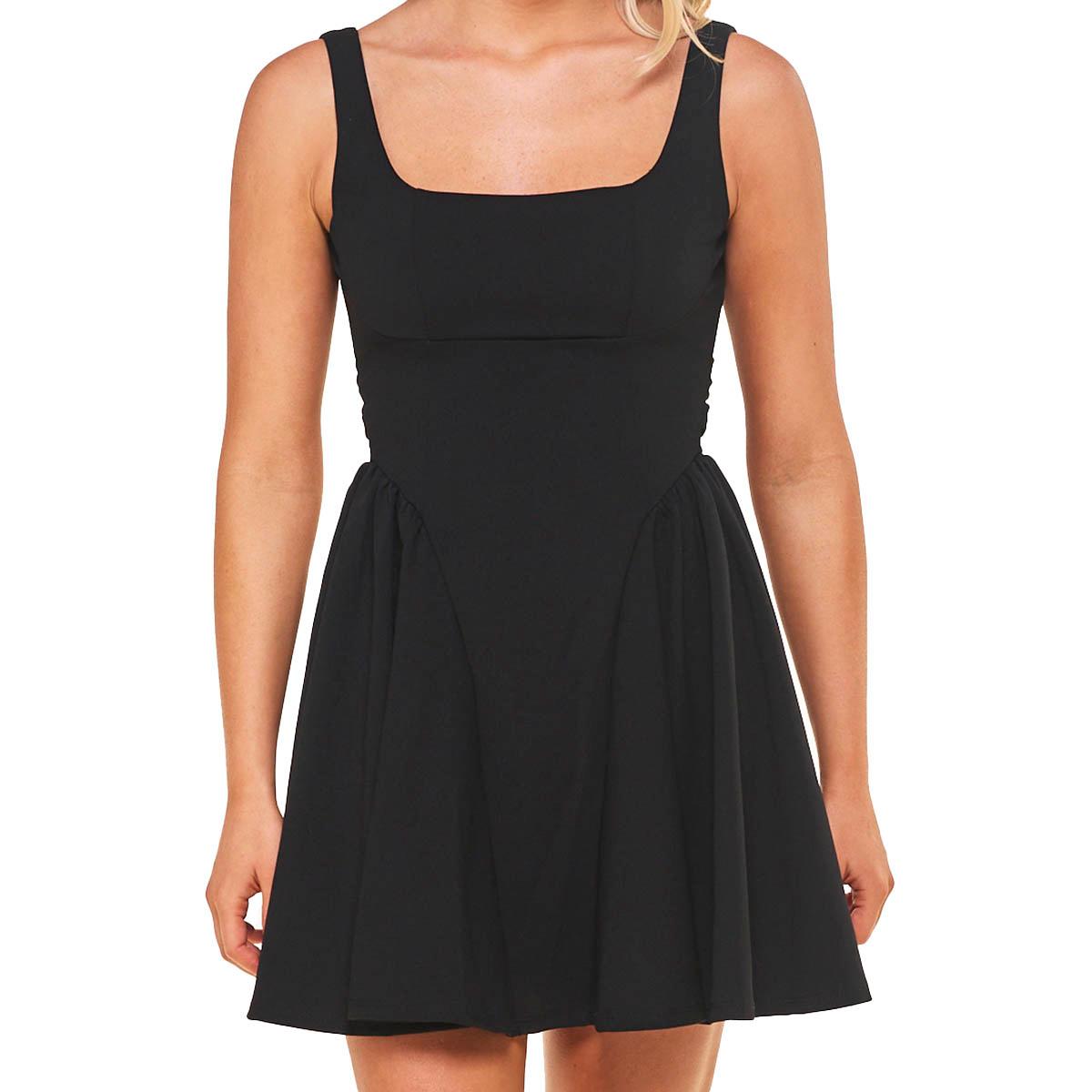 Juniors Emerald Sundae Scuba Crepe V-Drop Waist Skater Dress