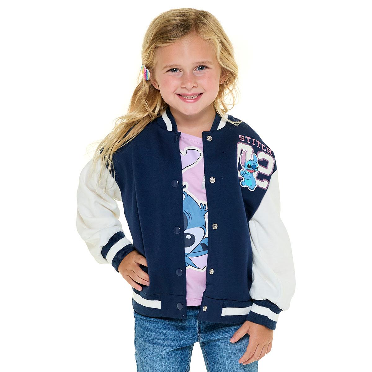Girls (4-6x) Disney Stitch Fleece Lined Bomber Jacket