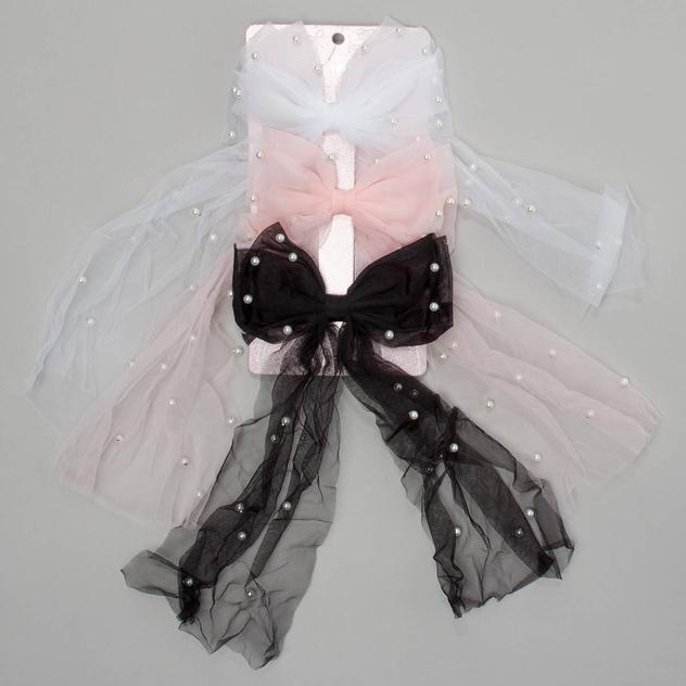 Girls Capelli® New York 3pk. Tulle Bows w/ Pearls