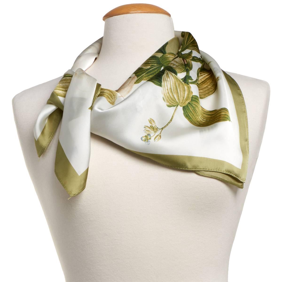 Womens Renshun Green Floral Square Scarf