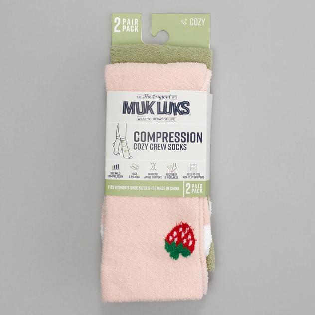 Womens MUK LUKS® 2 Pack Cozy Compression Socks with Grippers