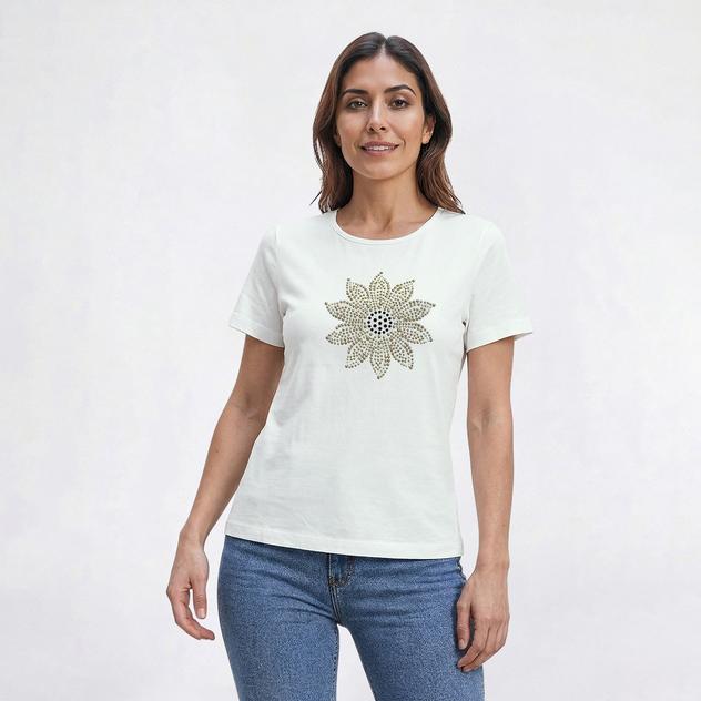 Petite Bonnie Evans Sunflower Studs Short Sleeve Tee