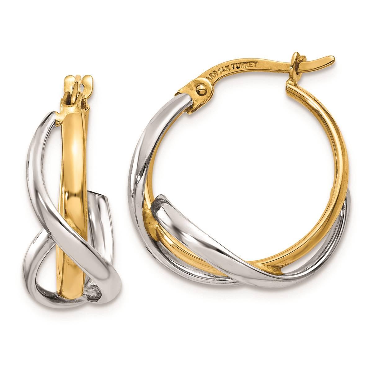 Gold Classics(tm) 14kt. Two-Tone 20x5mm Twist Hoop Earrings