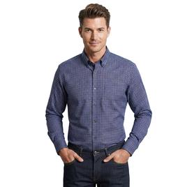 Mens Christian Aujard Fitted Checkered Dress Shirt - Navy/Purple