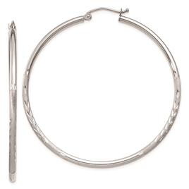 Gold Classics(tm) 14k White Gold Satin 50mm Hoop Earrings