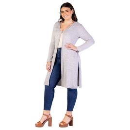 Plus Size 24/7 Comfort Apparel Knee Length Hooded Cardigan Shrug