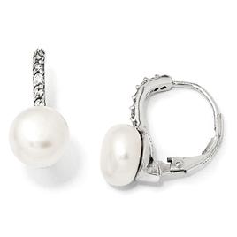 Sterling Silver Leverback Cultured Pearl Earrings