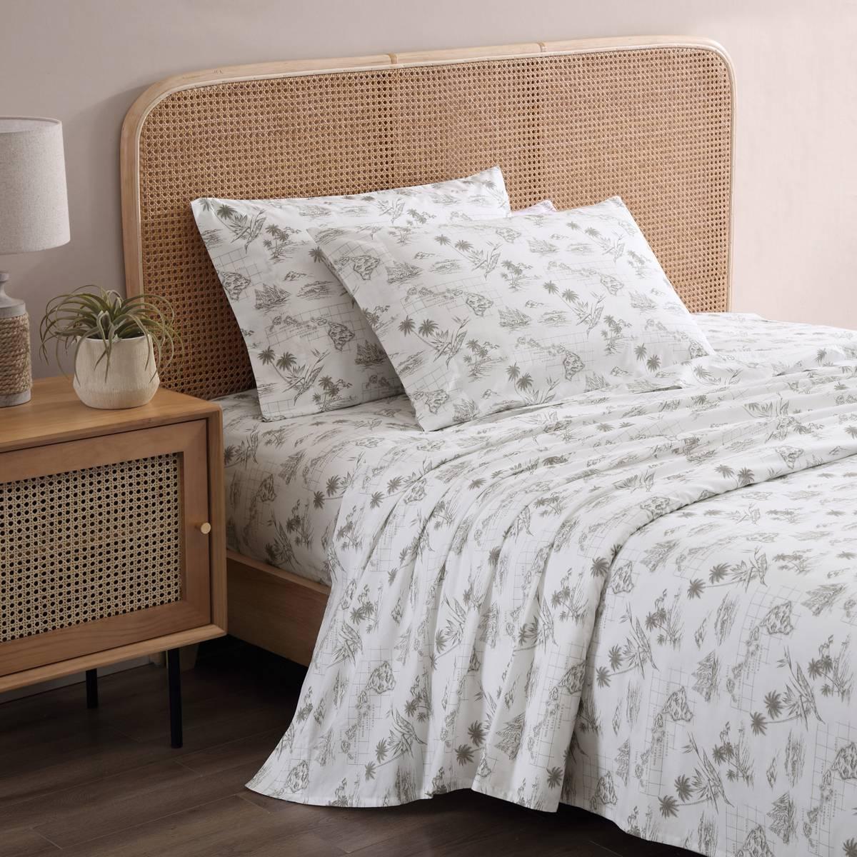 Tommy Bahama Vintage Map 200TC 4pc. Cotton Percale Sheet Set