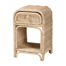 Baxton Studio Magni Modern Bohemian Rattan 1-Drawer Nightstand