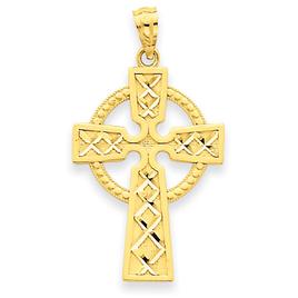 Unisex Gold Classics(tm) Yellow Gold Celtic Cross Pendant