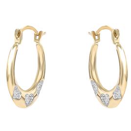 10kt. Yellow Gold Small Hoop Earrings w/ Hearts